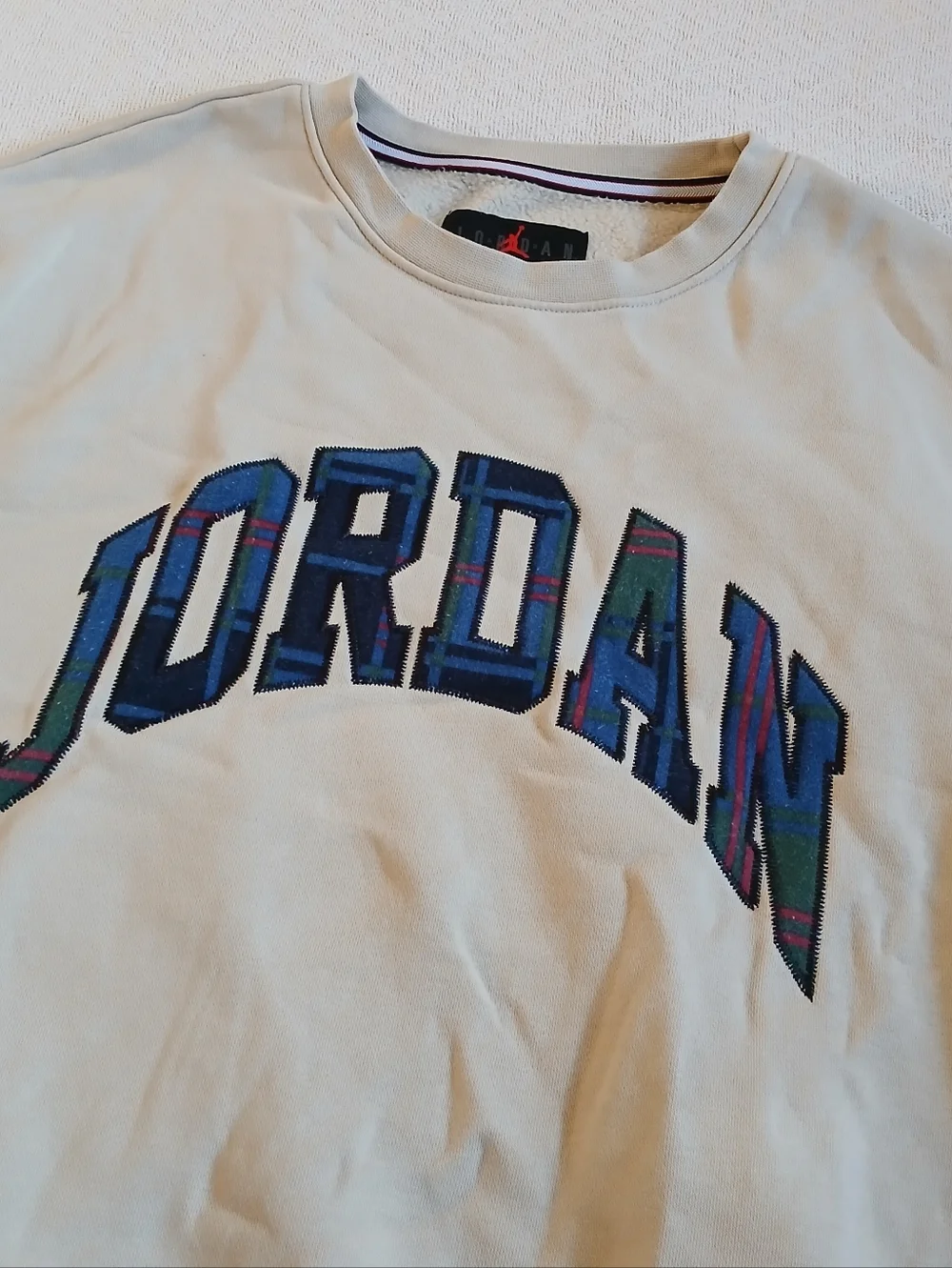 jordan ♡ rattan holiday plaid logo mens crew neck fleece swestshirt large nike